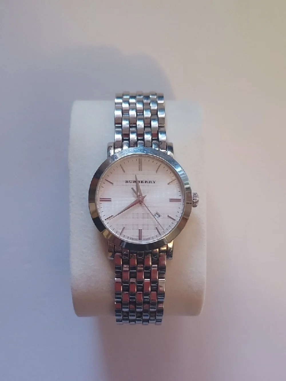 Burberry Stainless Steel Watch Silver Round Face